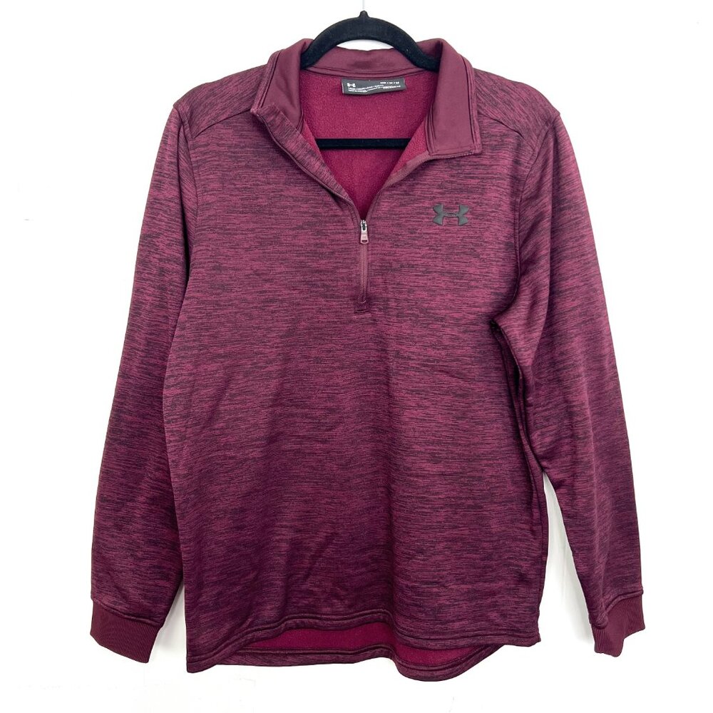 Under Armour Quarter Zip Sweatshirt Loose Burgundy Red Purple Men's Sz Medium